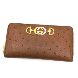 Gucci Zumi Ostrich Zip Wallet